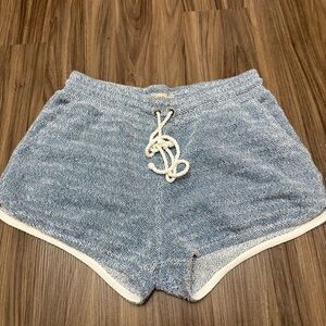 Cozy Blue Terry Knit Drawstring Women's Shorts